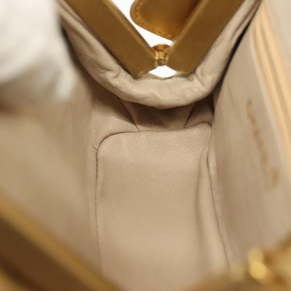 CHANEL Shoulder Bag Lamb Skin Gold CC Auth 140900