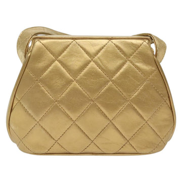 CHANEL Shoulder Bag Lamb Skin Gold CC Auth 140900 - 0