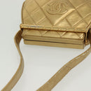 CHANEL Shoulder Bag Lamb Skin Gold CC Auth 140900-6