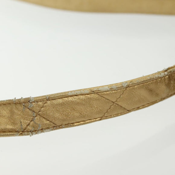 CHANEL Shoulder Bag Lamb Skin Gold CC Auth 140900