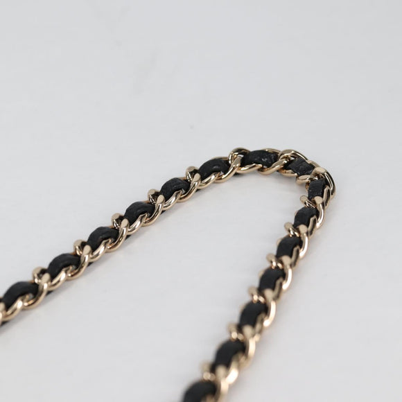 CHANEL Chain Phone Case Raffia Beige Gold CC Auth 140901M