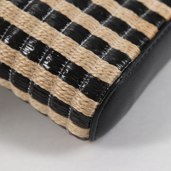 CHANEL Chain Phone Case Raffia Beige Gold CC Auth 140901M