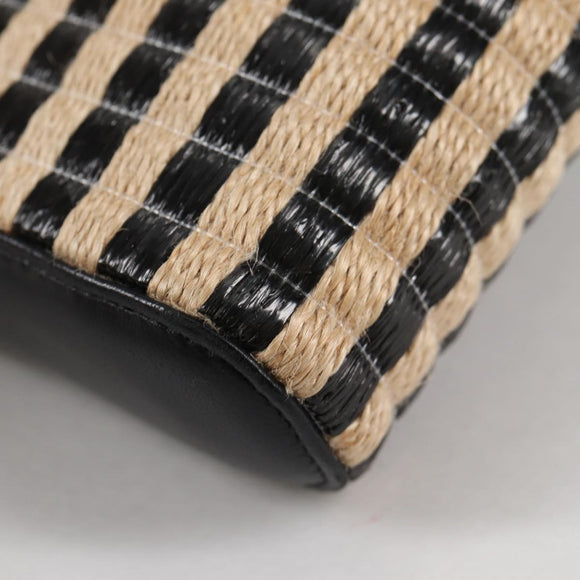 CHANEL Chain Phone Case Raffia Beige Gold CC Auth 140901M