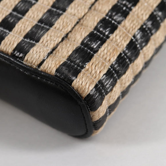 CHANEL Chain Phone Case Raffia Beige Gold CC Auth 140901M