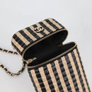 CHANEL Chain Phone Case Raffia Beige Gold CC Auth 140901SAM-21