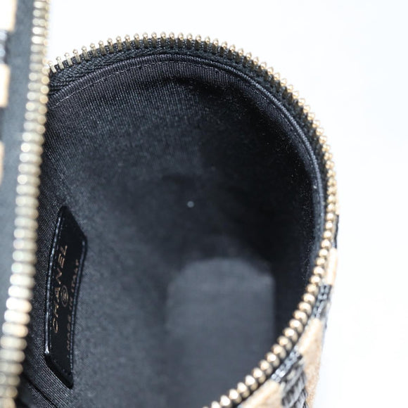 CHANEL Chain Phone Case Raffia Beige Gold CC Auth 140901M