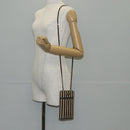 CHANEL Chain Phone Case Raffia Beige Gold CC Auth 140901M-25