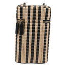 CHANEL Chain Phone Case Raffia Beige Gold CC Auth 140901SAM-3