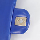 CHANEL Shoulder Bag Lamb Skin Blue Gold CC Auth 140902V-16