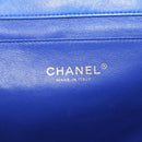 CHANEL Shoulder Bag Lamb Skin Blue Gold CC Auth 140902V-17