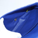 CHANEL Shoulder Bag Lamb Skin Blue Gold CC Auth 140902V-10