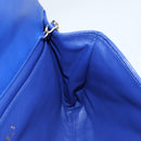 CHANEL Shoulder Bag Lamb Skin Blue Gold CC Auth 140902V-19