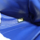 CHANEL Shoulder Bag Lamb Skin Blue Gold CC Auth 140902V-11