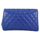 CHANEL Shoulder Bag Lamb Skin Blue Gold CC Auth 140902V-2