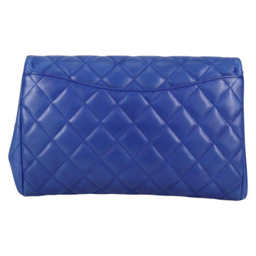 CHANEL Shoulder Bag Lamb Skin Blue Gold CC Auth 140902V - 0