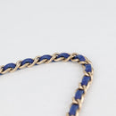 CHANEL Shoulder Bag Lamb Skin Blue Gold CC Auth 140902V-8