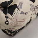 CHANEL Airline Shoulder Bag Canvas Beige Silver CC Auth 140904V-15