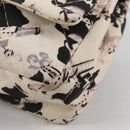 CHANEL Airline Shoulder Bag Canvas Beige Silver CC Auth 140904V-16