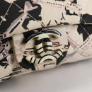 CHANEL Airline Shoulder Bag Canvas Beige Silver CC Auth 140904V-19