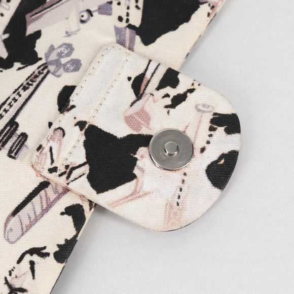 CHANEL Airline Shoulder Bag Canvas Beige Silver CC Auth 140904V