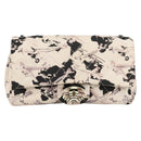 CHANEL Airline Shoulder Bag Canvas Beige Silver CC Auth 140904V-13