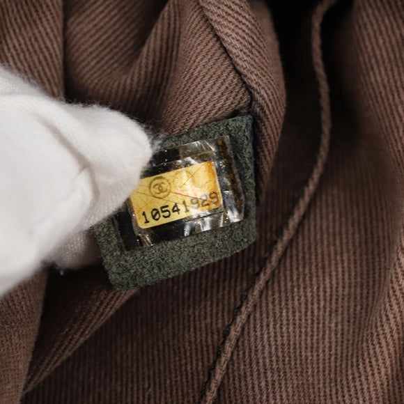 CHANEL Airline Shoulder Bag Canvas Beige Silver CC Auth 140904V