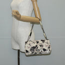 CHANEL Airline Shoulder Bag Canvas Beige Silver CC Auth 140904V-24