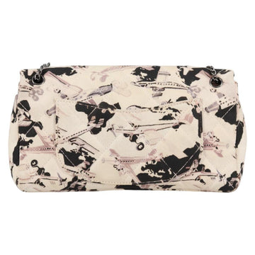 CHANEL Airline Shoulder Bag Canvas Beige Silver CC Auth 140904V - 0