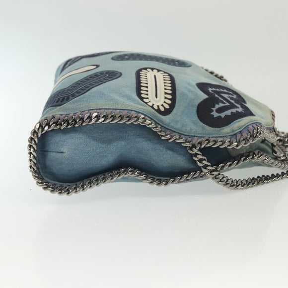 Stella MacCartney Chain Faravera Shoulder Bag Denim Light Blue Auth 140910