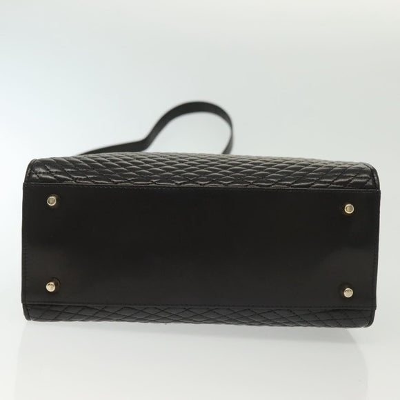 BALLY Hand Bag Leather 2way Black Gold Auth 140911