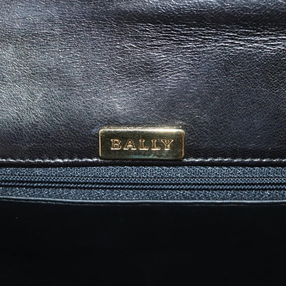 BALLY Hand Bag Leather 2way Black Gold Auth 140911