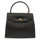 BALLY Hand Bag Leather 2way Black Gold Auth 140911-13