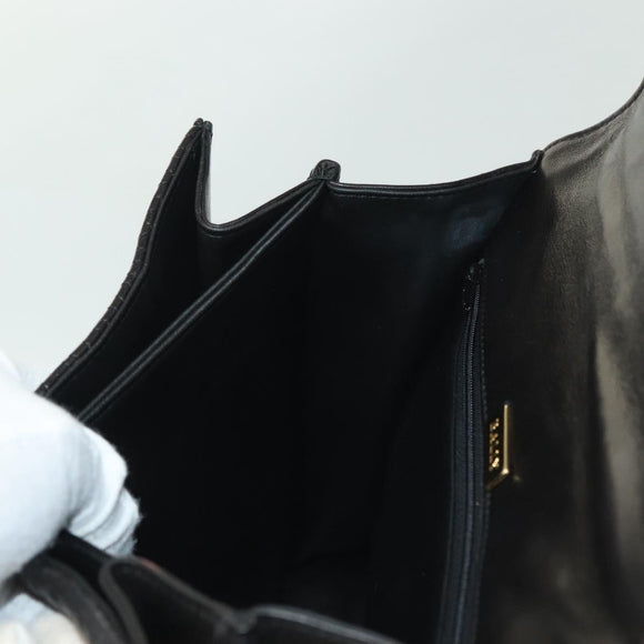 BALLY Hand Bag Leather 2way Black Gold Auth 140911