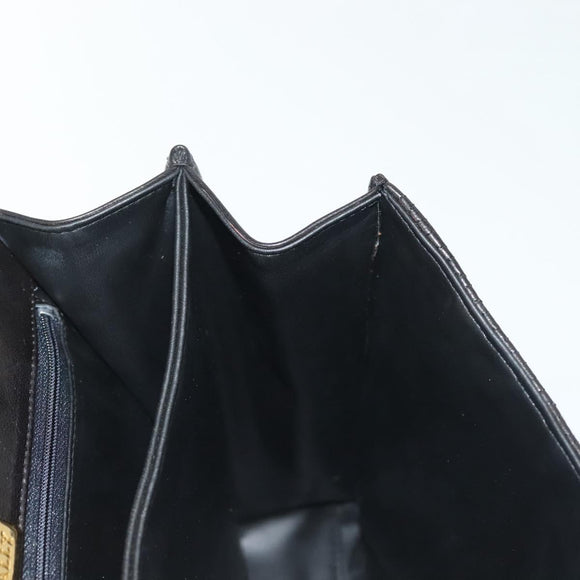 BALLY Hand Bag Leather 2way Black Gold Auth 140911