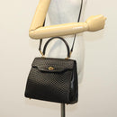 BALLY Hand Bag Leather 2way Black Gold Auth 140911-26