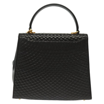 BALLY Hand Bag Leather 2way Black Gold Auth 140911 - 0