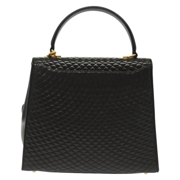 BALLY Hand Bag Leather 2way Black Gold Auth 140911