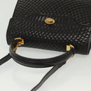 BALLY Hand Bag Leather 2way Black Gold Auth 140911-6