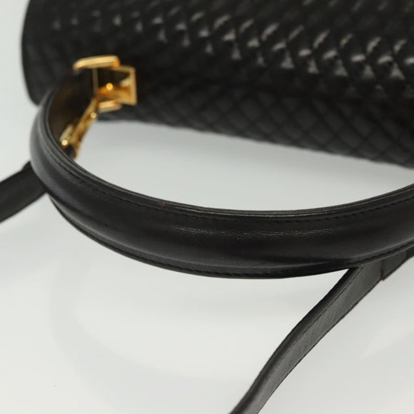 BALLY Hand Bag Leather 2way Black Gold Auth 140911