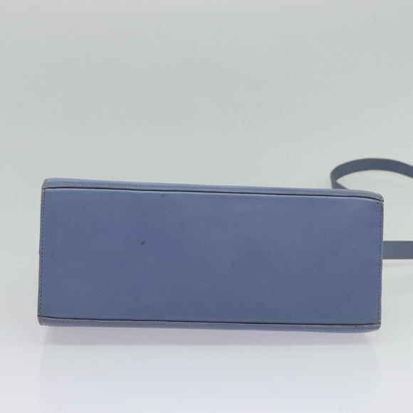 Salvatore Ferragamo Gancini Hand Bag Leather 2way Light Blue Gold Auth 140913