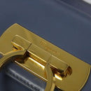 Salvatore Ferragamo Gancini Hand Bag Leather 2way Light Blue Gold Auth 140913-18