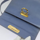 Salvatore Ferragamo Gancini Hand Bag Leather 2way Light Blue Gold Auth 140913-19