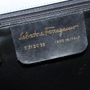 Salvatore Ferragamo Gancini Hand Bag Leather 2way Light Blue Gold Auth 140913-12