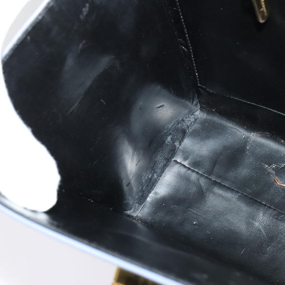 Salvatore Ferragamo Gancini Hand Bag Leather 2way Light Blue Gold Auth 140913