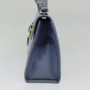Salvatore Ferragamo Gancini Hand Bag Leather 2way Light Blue Gold Auth 140913-4