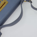 Salvatore Ferragamo Gancini Hand Bag Leather 2way Light Blue Gold Auth 140913-7