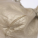 Salvatore Ferragamo Gancini Hand Bag Leather Gold Silver Auth 140914-9