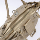 Salvatore Ferragamo Gancini Hand Bag Leather Gold Silver Auth 140914-10