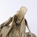 Salvatore Ferragamo Gancini Hand Bag Leather Gold Silver Auth 140914-18