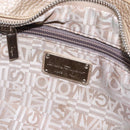 Salvatore Ferragamo Gancini Hand Bag Leather Gold Silver Auth 140914-19